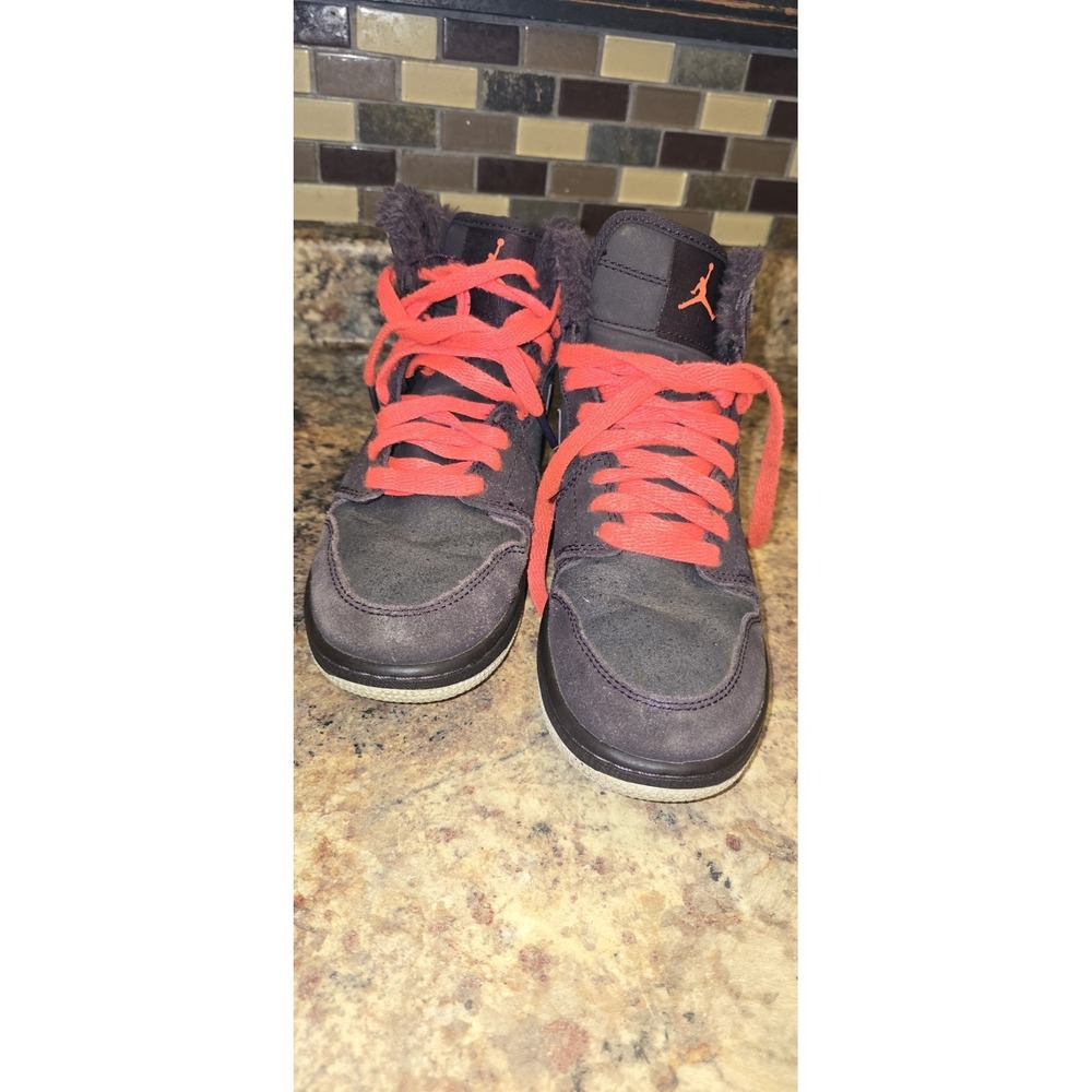 Nike 4.5 Youth Air Jordan Fur Lined Retro High Top,port Wine Color